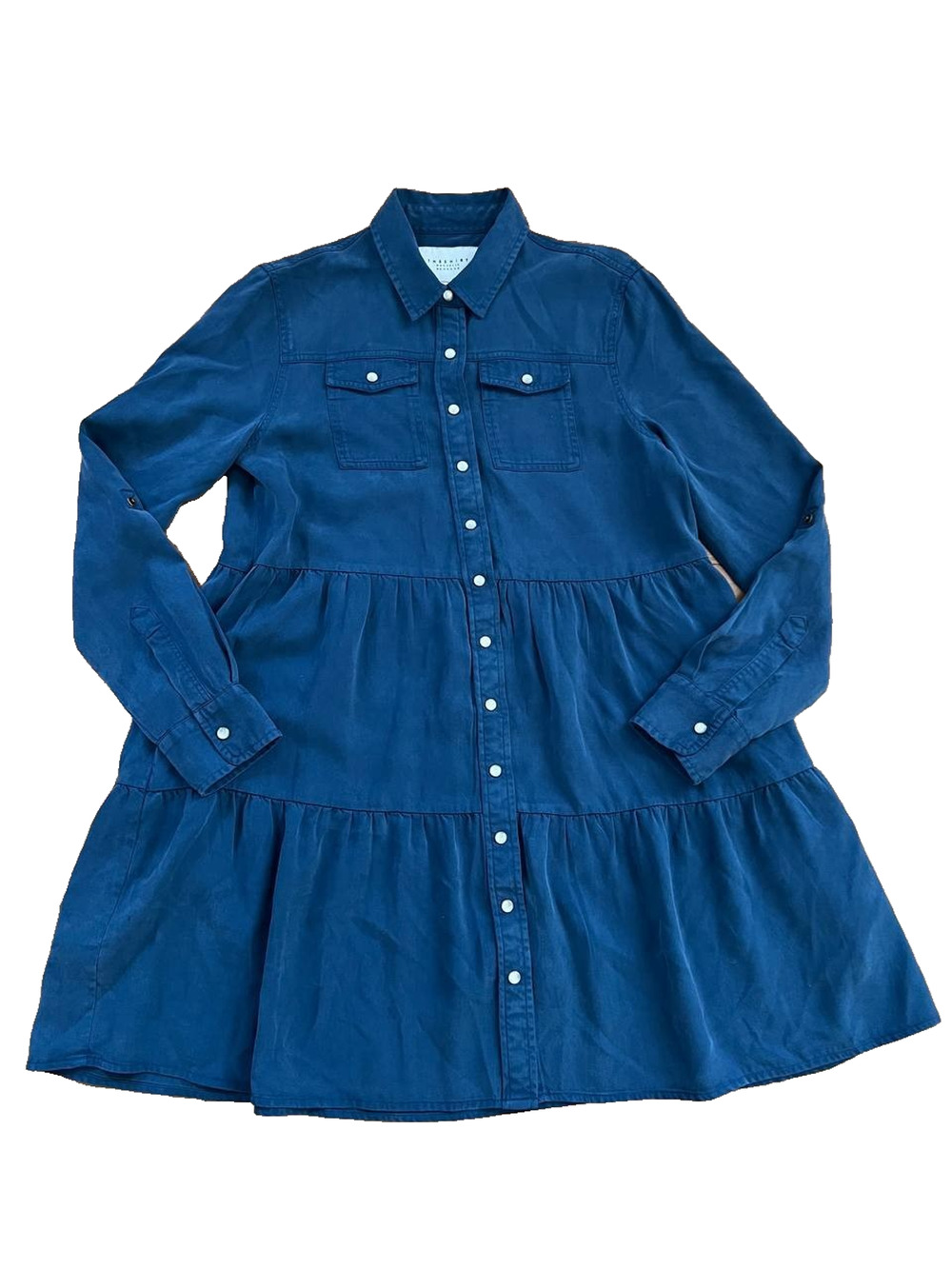 The Shirt by Rochelle Behrens lyocell Womens Dress w/Button Navy XS A001318